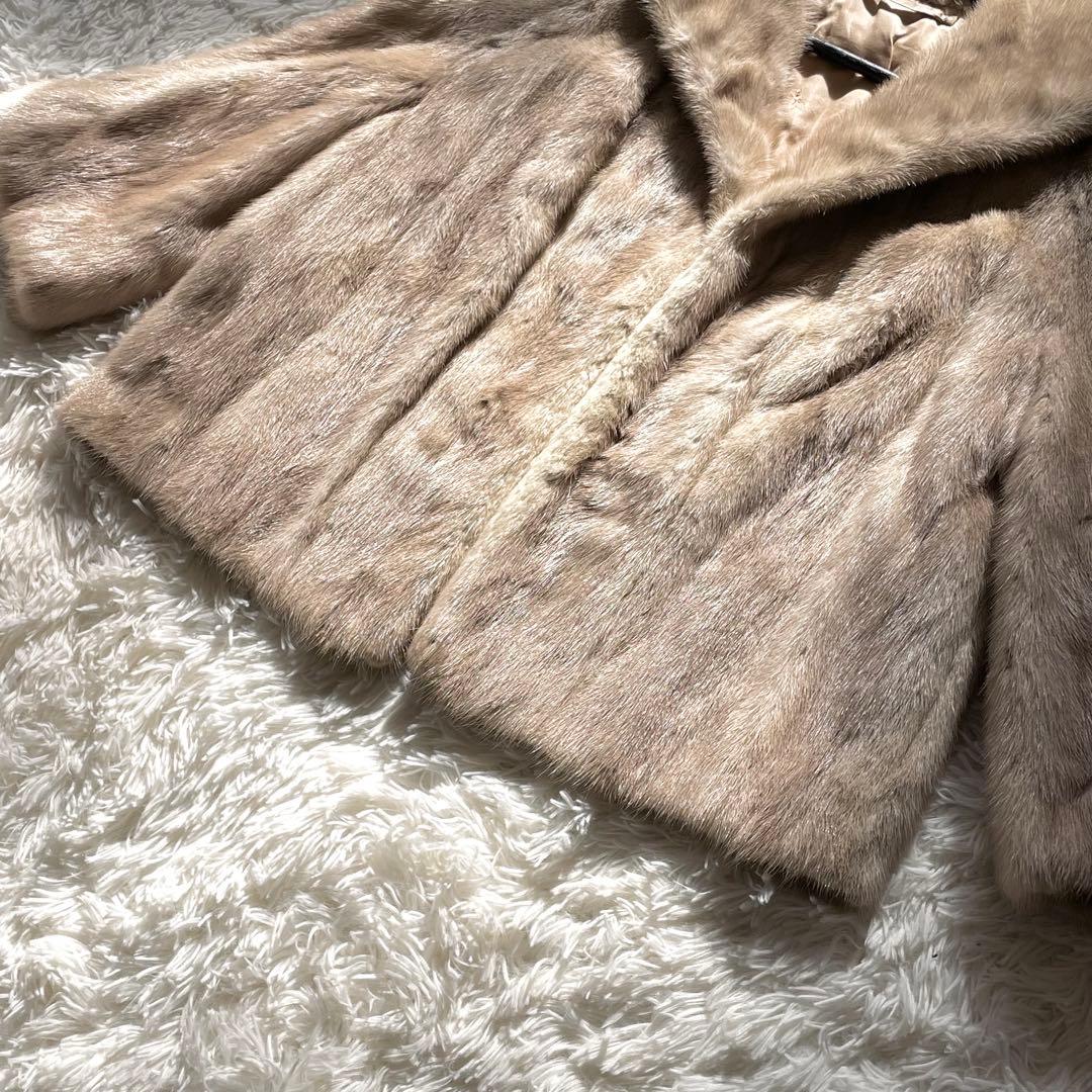 毛皮　パステルミンク　ショート丈　コート　羽織り　艶感◎ 毛並み◎