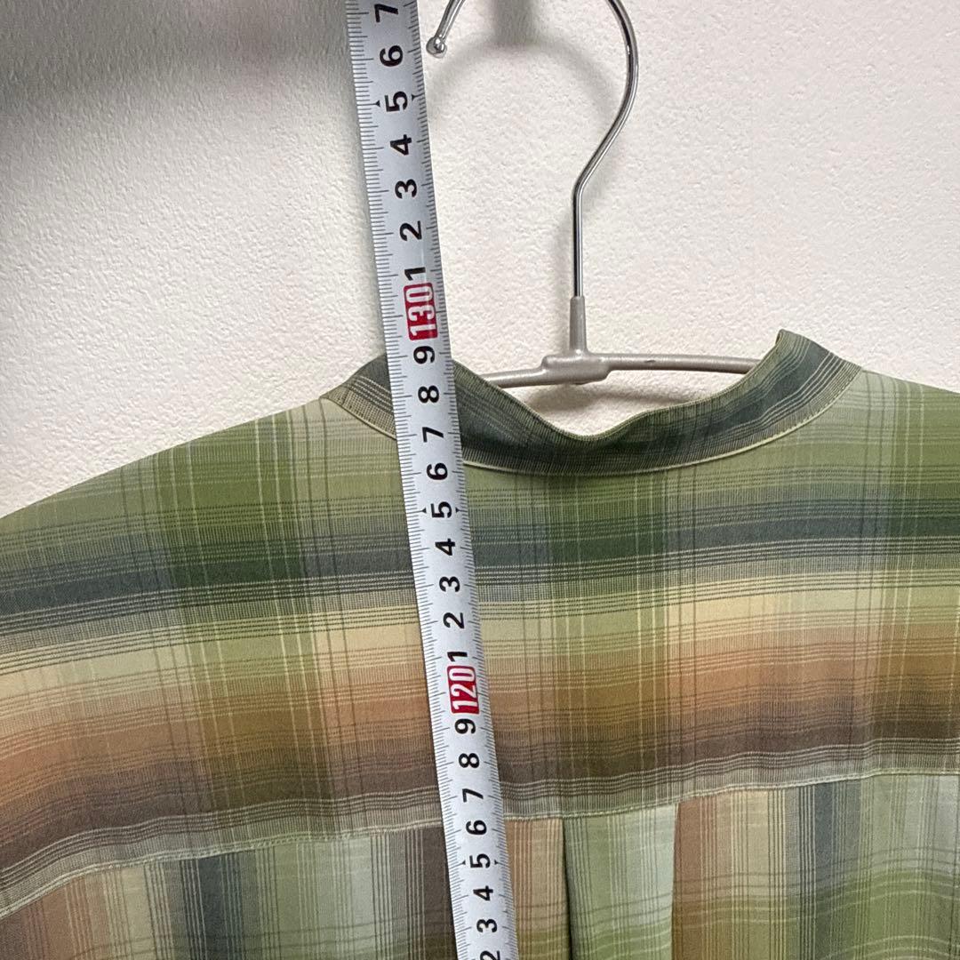 緑系チェック柄ロングシャツワンピース　AURALEE