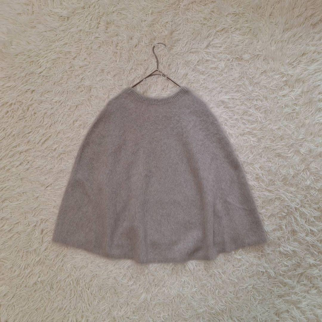 新品タグ付✨ビアズリー 定価2.3万 FOXファーニットポンチョ グレー