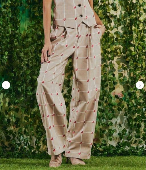 新品未使用 DSC/チェック柄ベージュワイドパンツ ベージュ 38