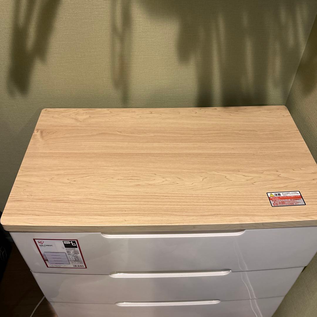 【美品・アイリスオーヤマ】木目天板HG-7244 4段チェスト ホワイト/木目
