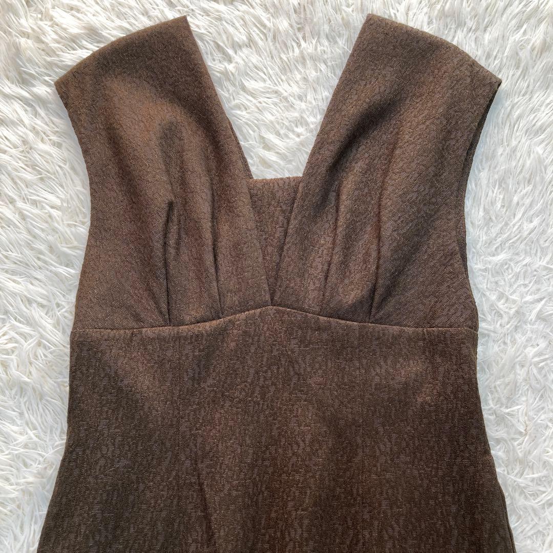 極美品✨kana ジャガード チュール セットドレス ブラウン ドレス S