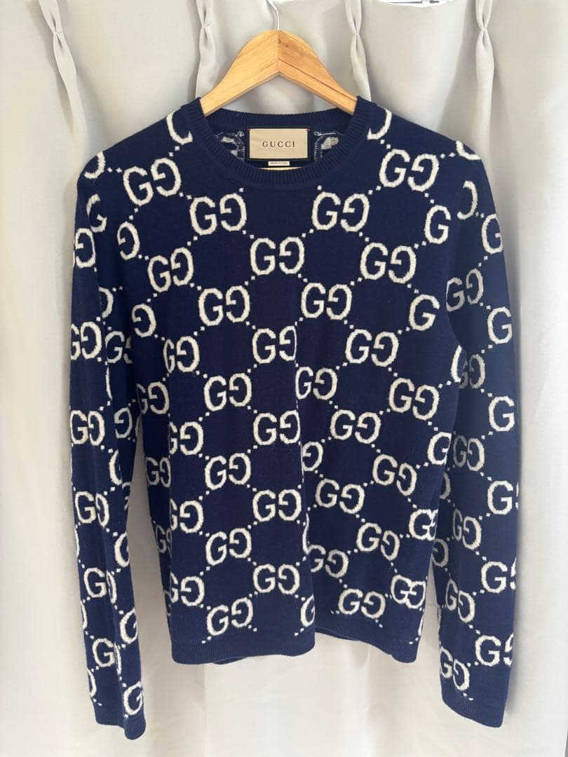 【定価16万】GUCCI GG柄ニット ネイビー
