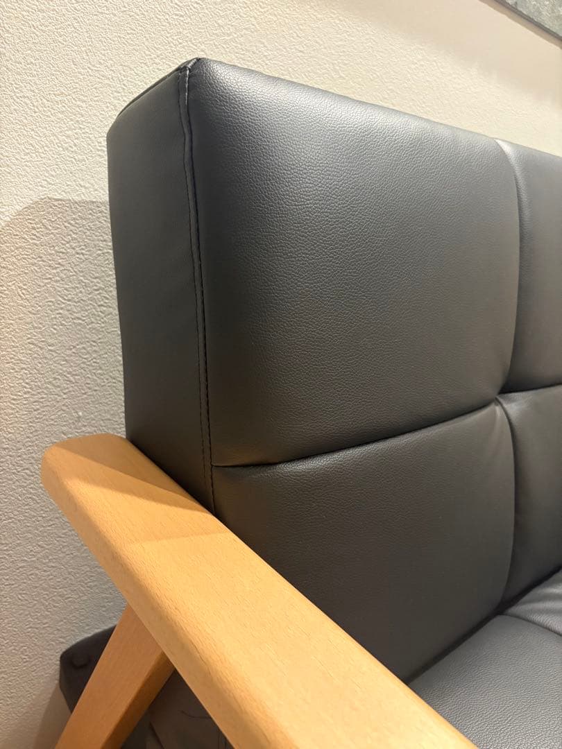 リクライニング ソファーベッド／2WAY／合皮／ブラック　取りに来れる方のみ