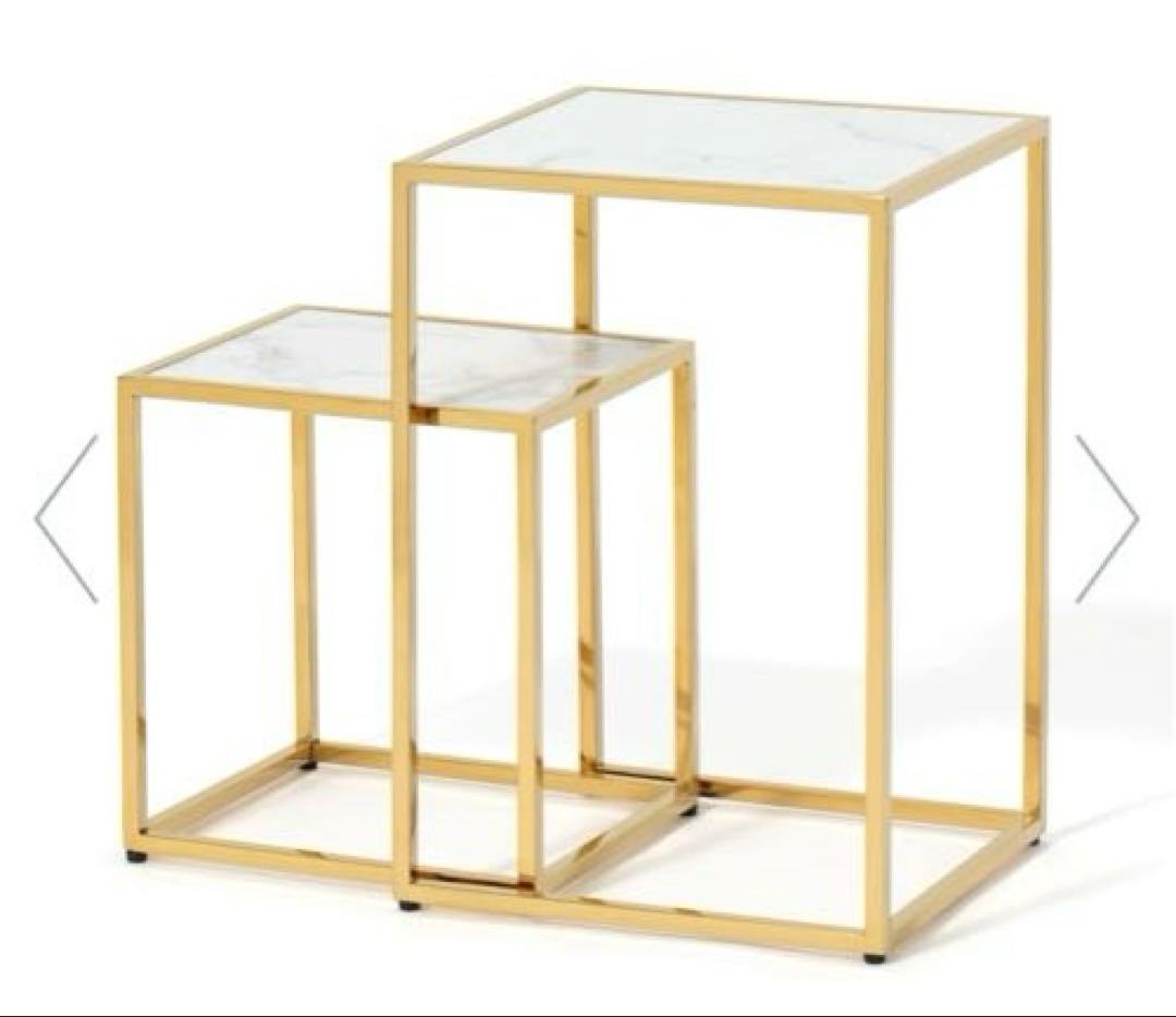 Francfranc レーヌ ネストテーブル S マーブル×ゴールド