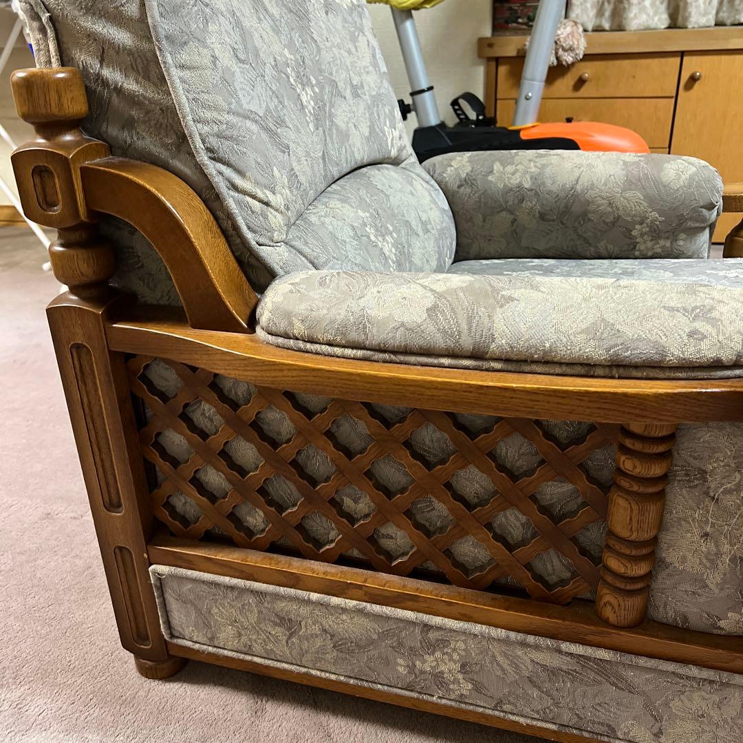 ののの 　【昭和レトロ】花柄布製 1人掛けソファ【アンティーク家具】