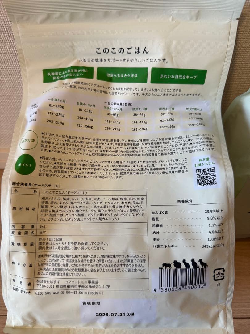 【即日発送】このこのごはん ドライフード 2袋