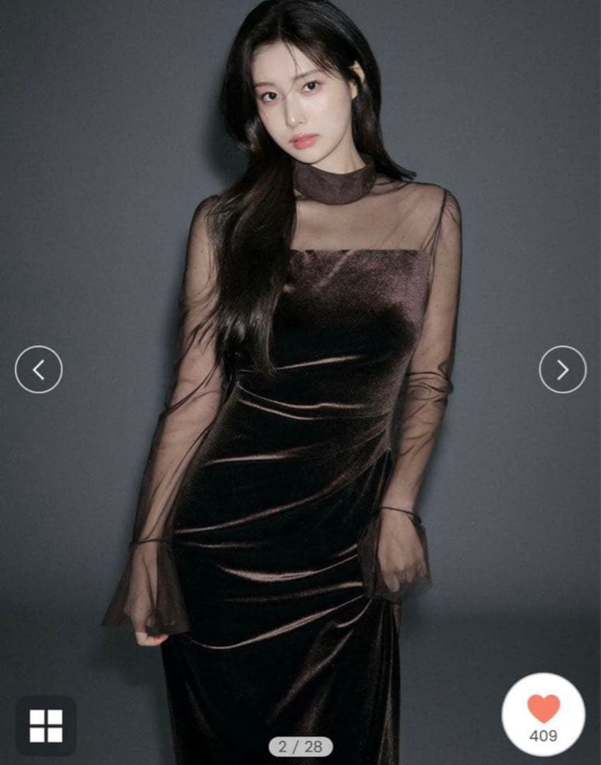 【新品未使用】SNIDEL♡シアードッキングベロアドレス ブラウン 0サイズ