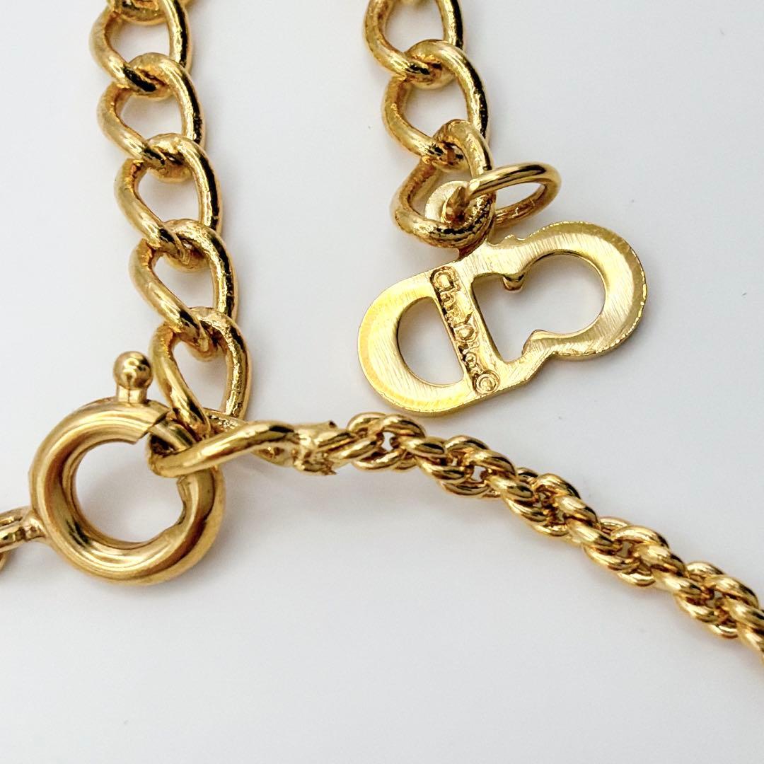 Dior ダブルリング CDロゴ ネックレス ヴィンテージ ゴールド