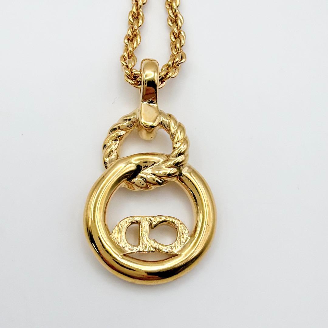 Dior ダブルリング CDロゴ ネックレス ヴィンテージ ゴールド