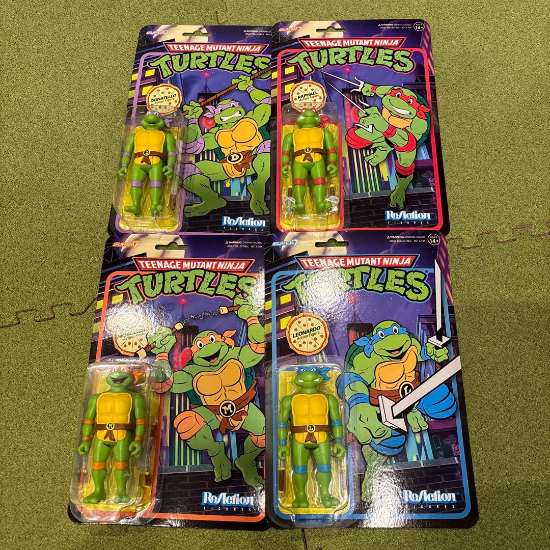 TMNT フィギュア 4体セット　スーパー7 リアクション　タートルズ