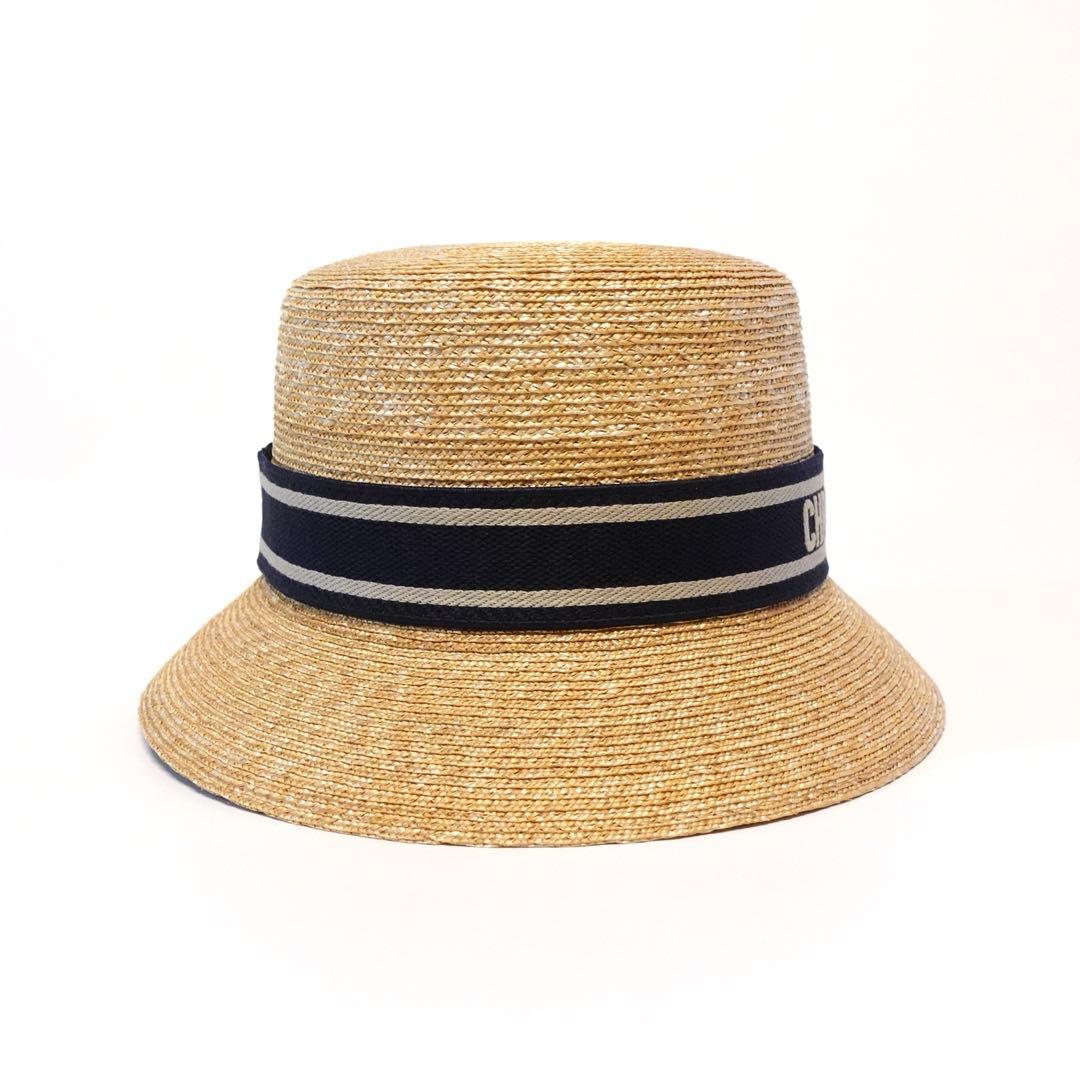 クリスチャンディオール　ストローハット　麦わら帽子　56