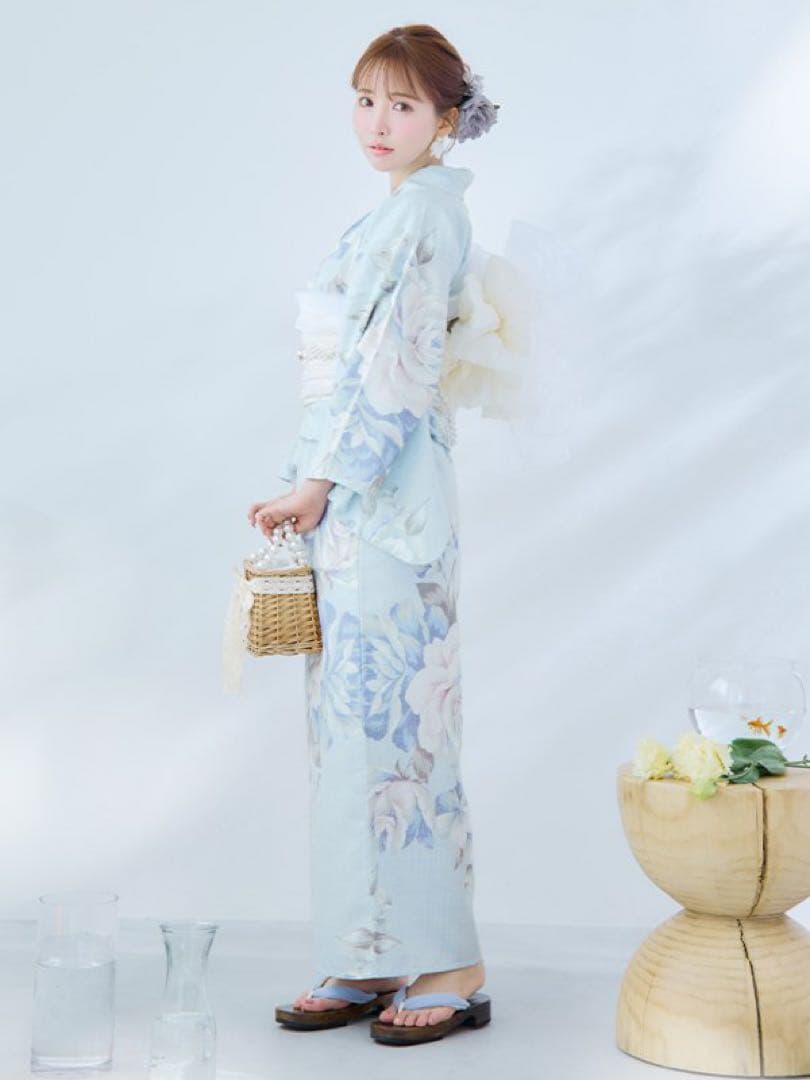 【超美品】sugar 三上悠亜着用 クラシカルローズブルー 浴衣 3点セット！