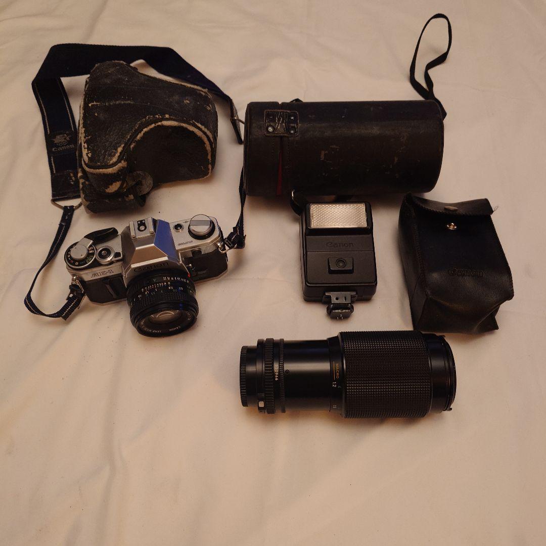 フィルムカメラ キャノン AE-1 ＆フラッシュ＆望遠レンズ アンティーク