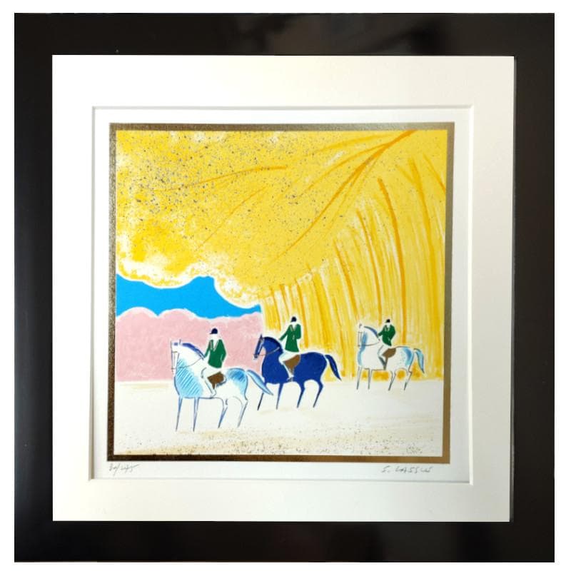 ☆セルジュ・ラシス☆「乗馬風景」新品35ｃｍ角額！