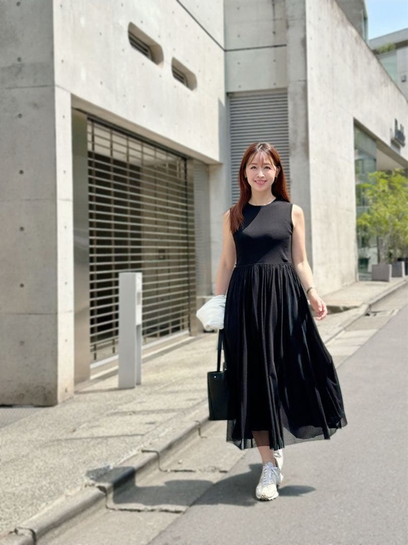 M-PREMIER ニットチュールドッキングワンピース