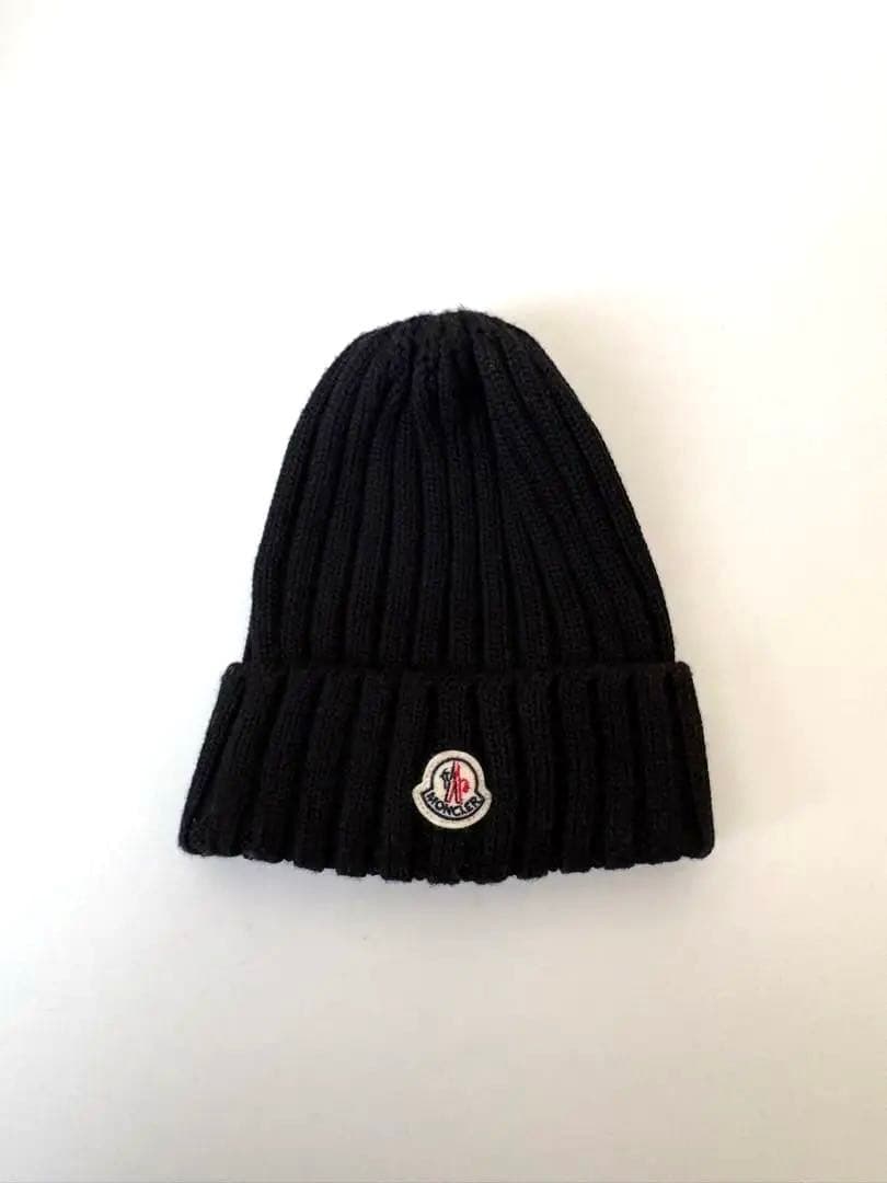 MONCLER ビーニー ニット帽 BLACK
