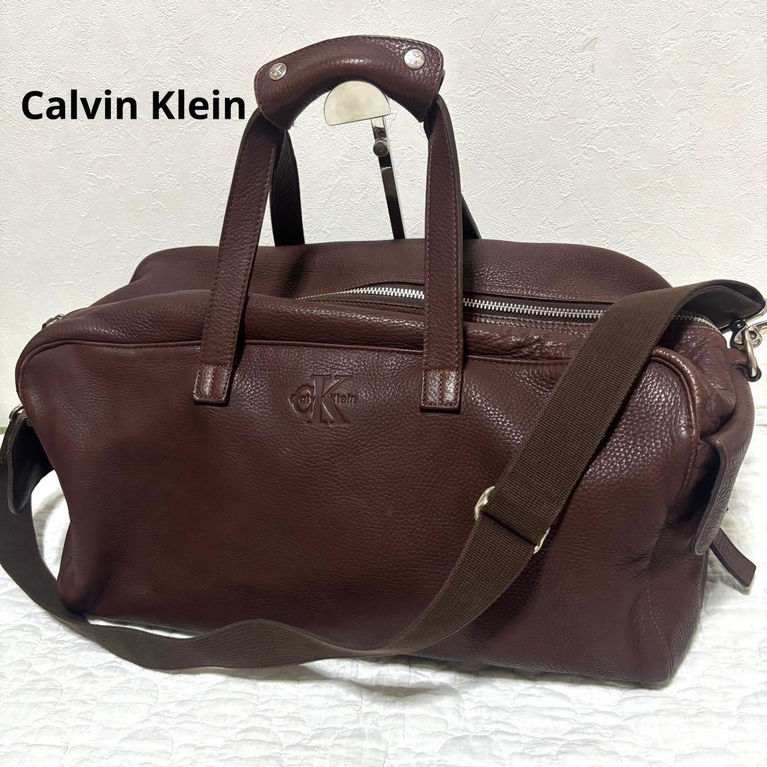 【希少】  型押しロゴ レザー ボストンバッグ 2way