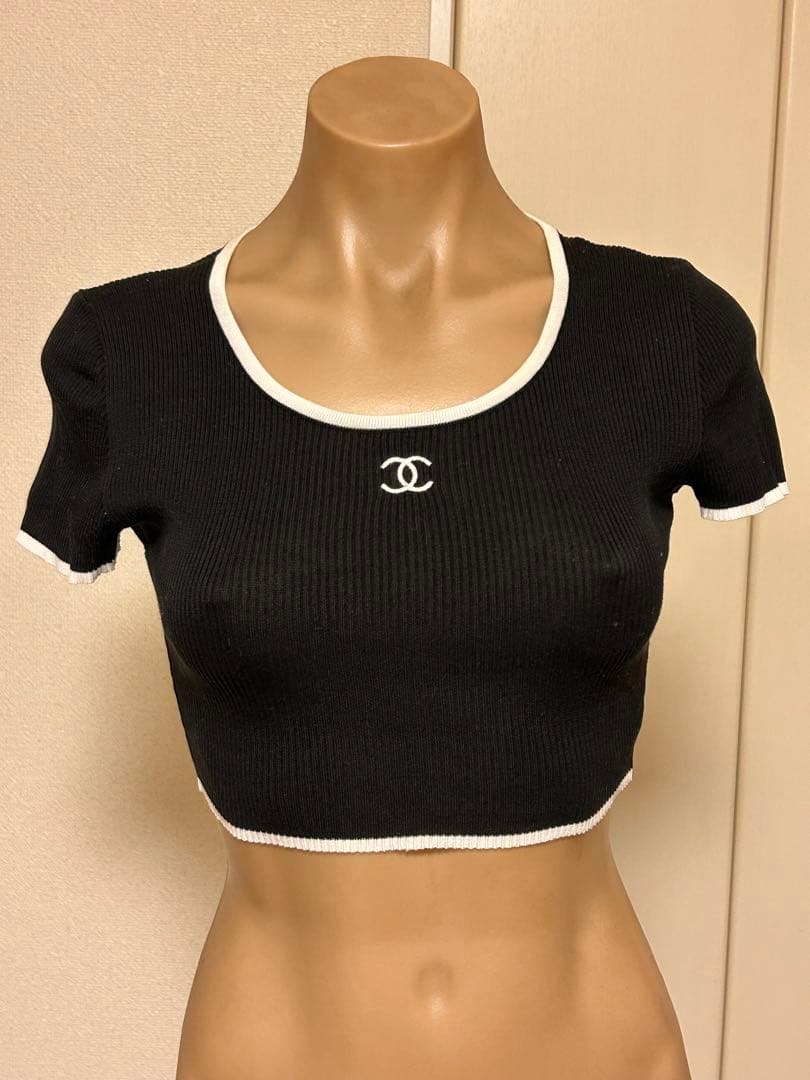 激レア美品！CHANELクロップド丈★リブニットチビTシャツ36