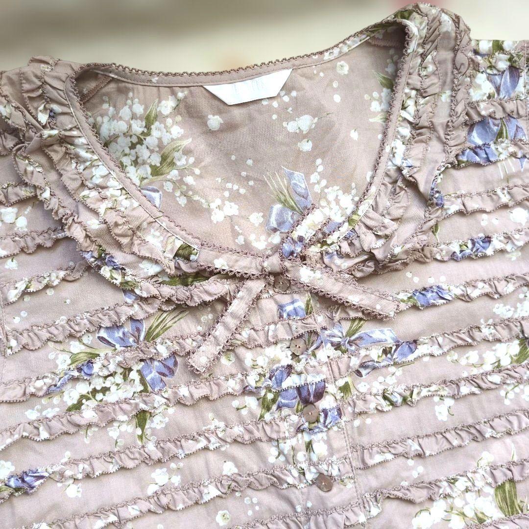 ピンクハウス♥スズランリボンブーケ柄段々ワンピース