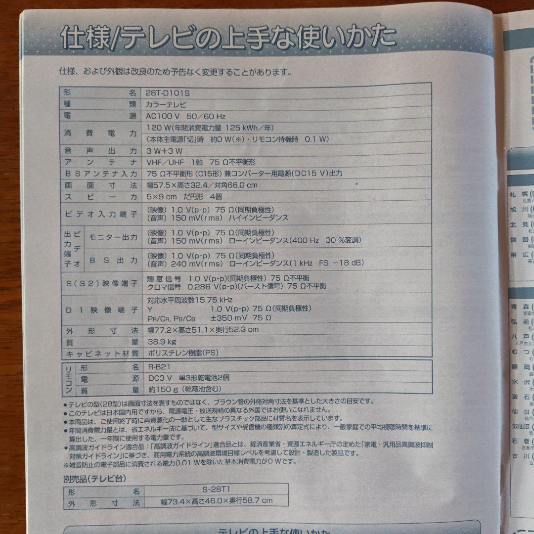 Y*T様 ブラウン管テレビ　MITSUBISHI　28Ｔ-D101S