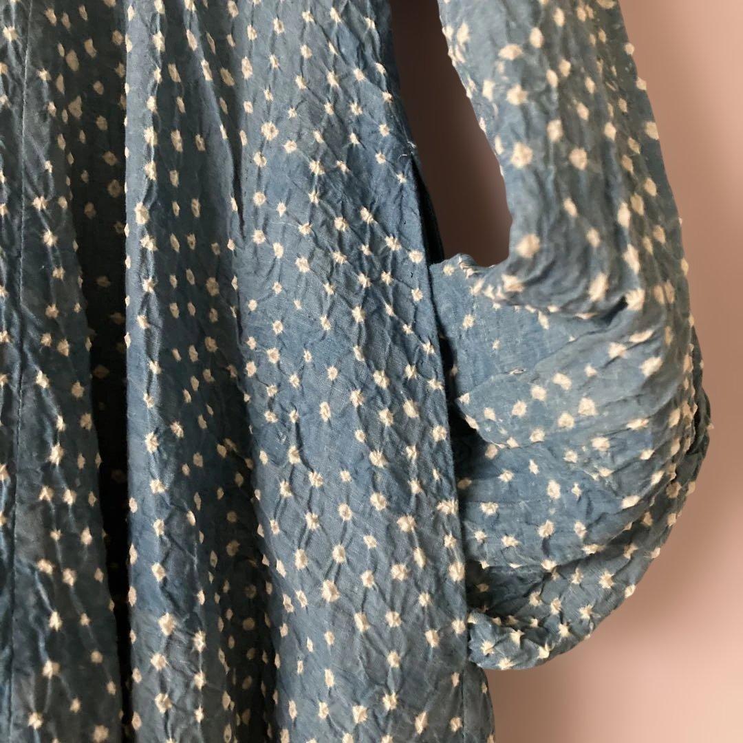 【希少・超美品 】45R カディ総手絞りワンピース　綿100% sizeM