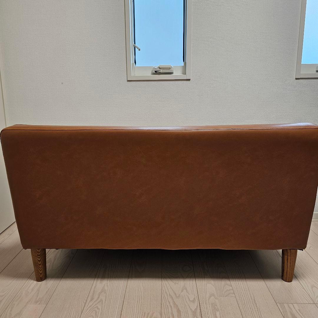 【送料込み】日本製 2人掛け ソファー 合皮 レザー調 ブラウン