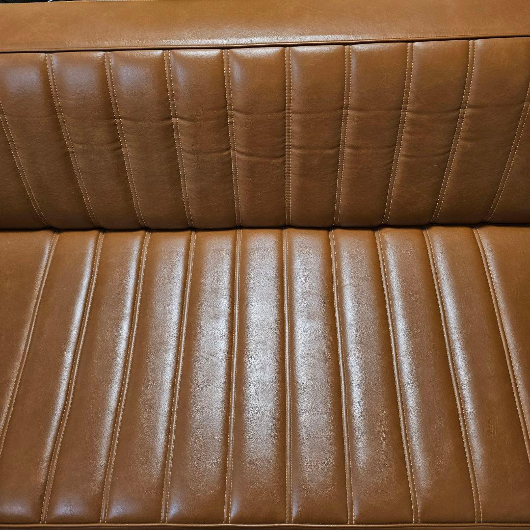 【送料込み】日本製 2人掛け ソファー 合皮 レザー調 ブラウン