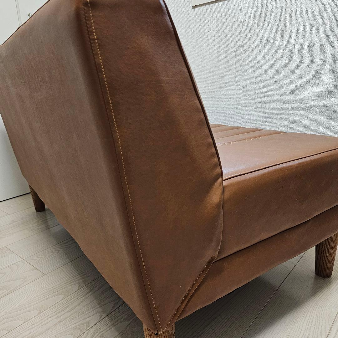 【送料込み】日本製 2人掛け ソファー 合皮 レザー調 ブラウン