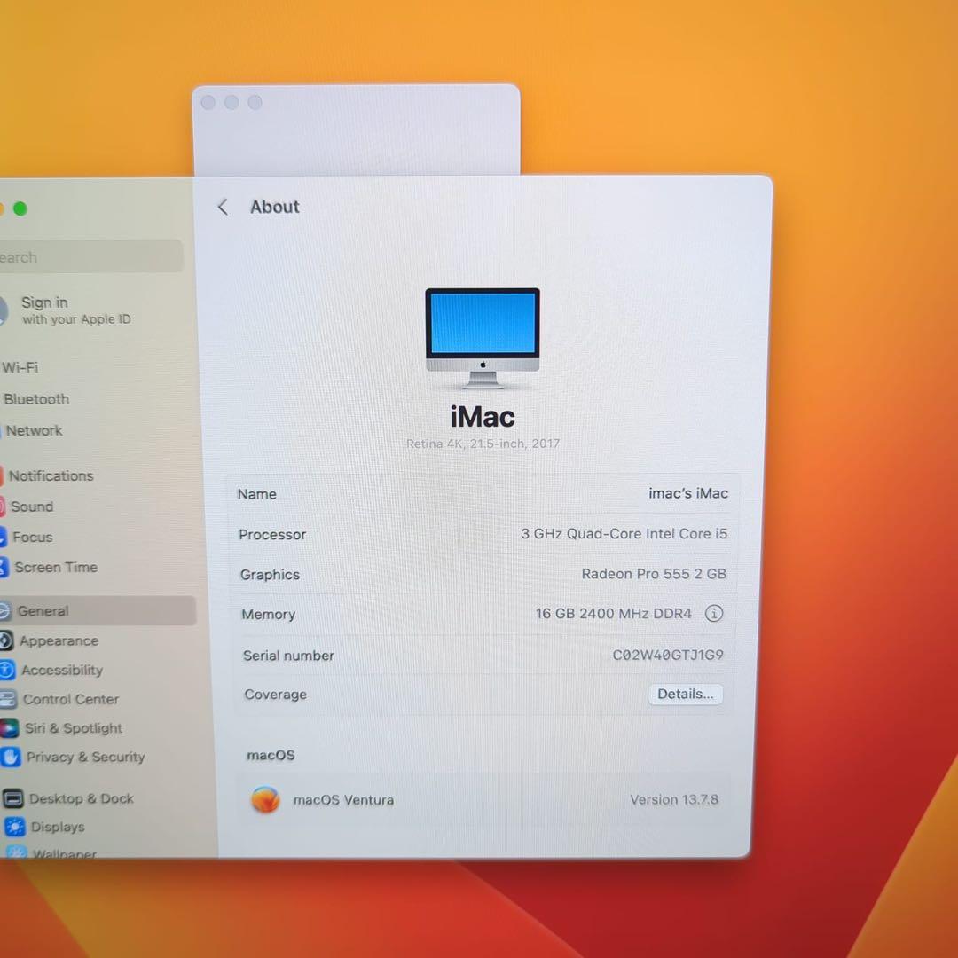 b*r様 iMac 2017 21.5インチ 4K/i5 /16GB /480G