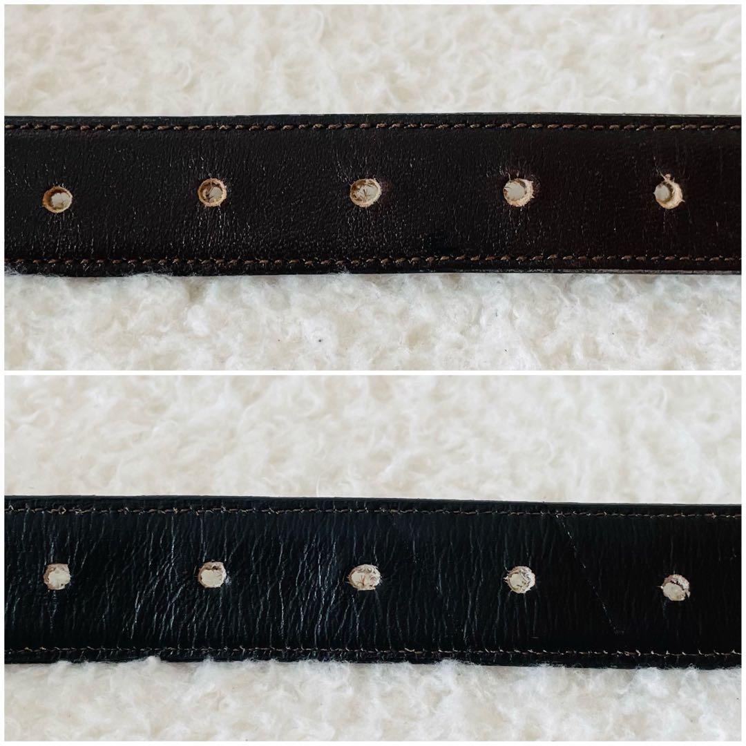 CELINE ベルト 65 こげ茶 ゴールド レディース レザーベルト 馬車金具