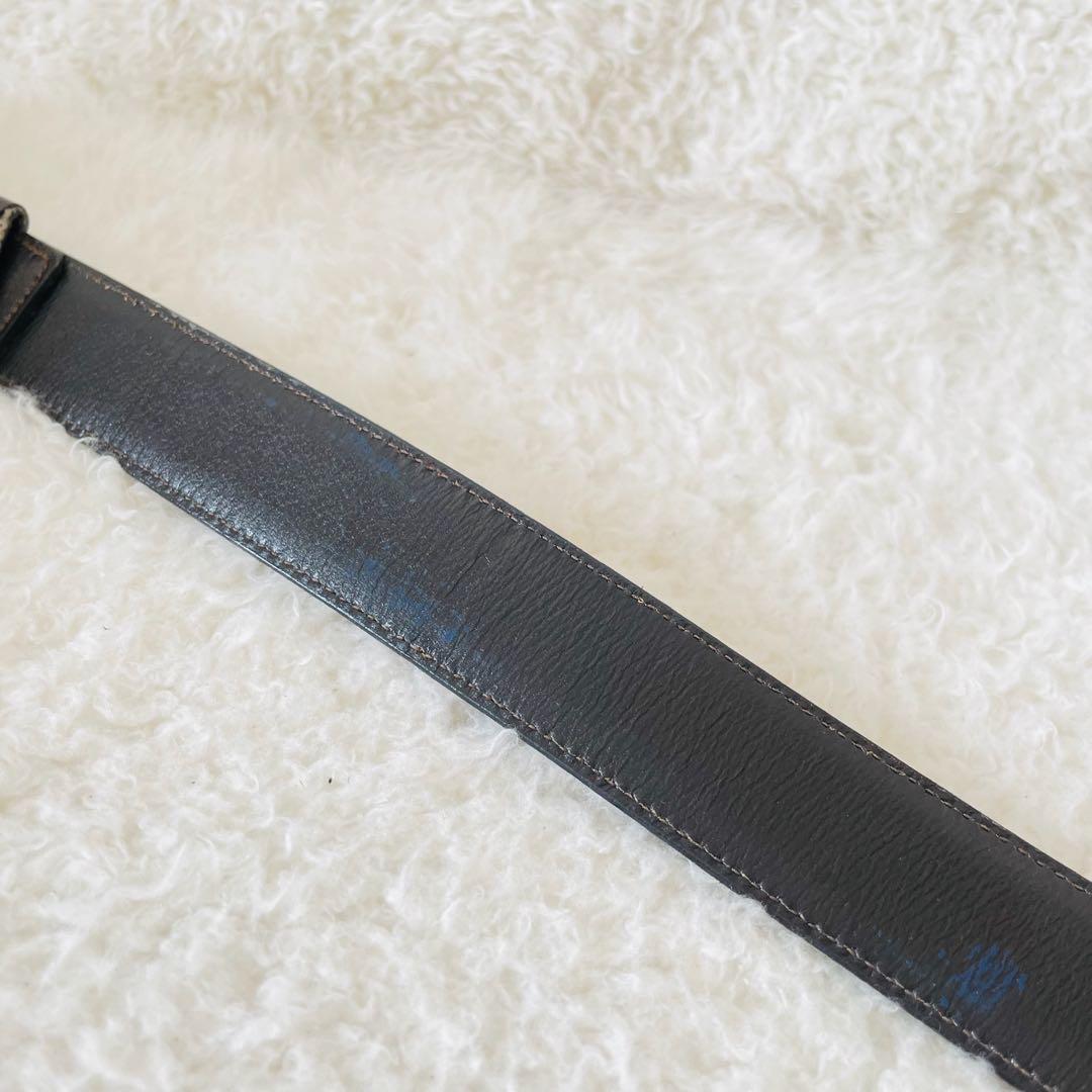 CELINE ベルト 65 こげ茶 ゴールド レディース レザーベルト 馬車金具