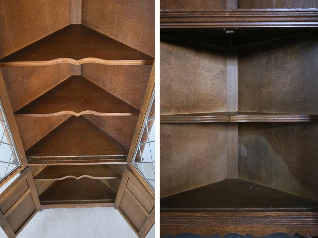 英国アンティーク木製ディスプレイキャビネット/食器棚/本棚/飾り棚(92-86)