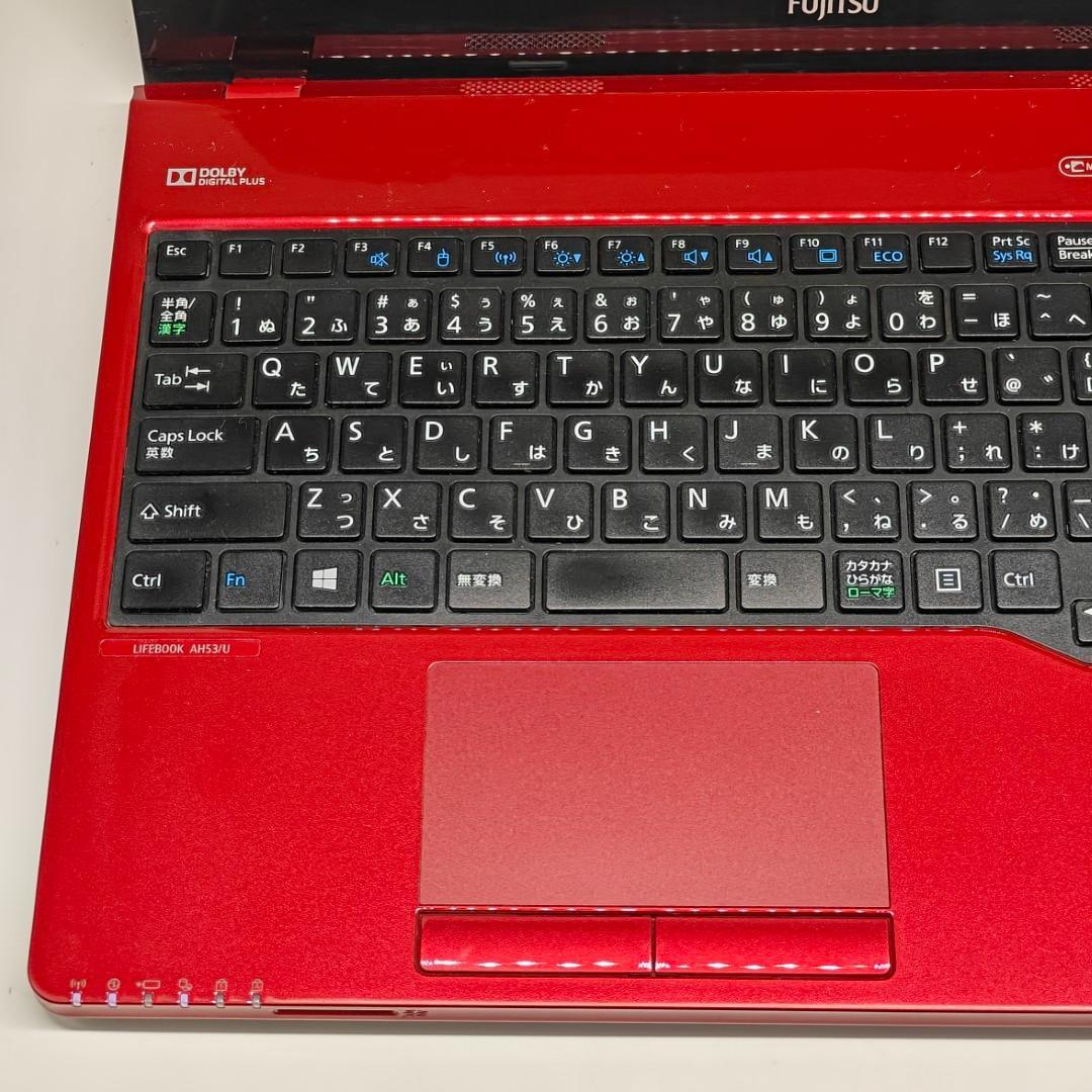 【富士通】AH53 高速i7 SSD256GB 8GB レッド ノートPC