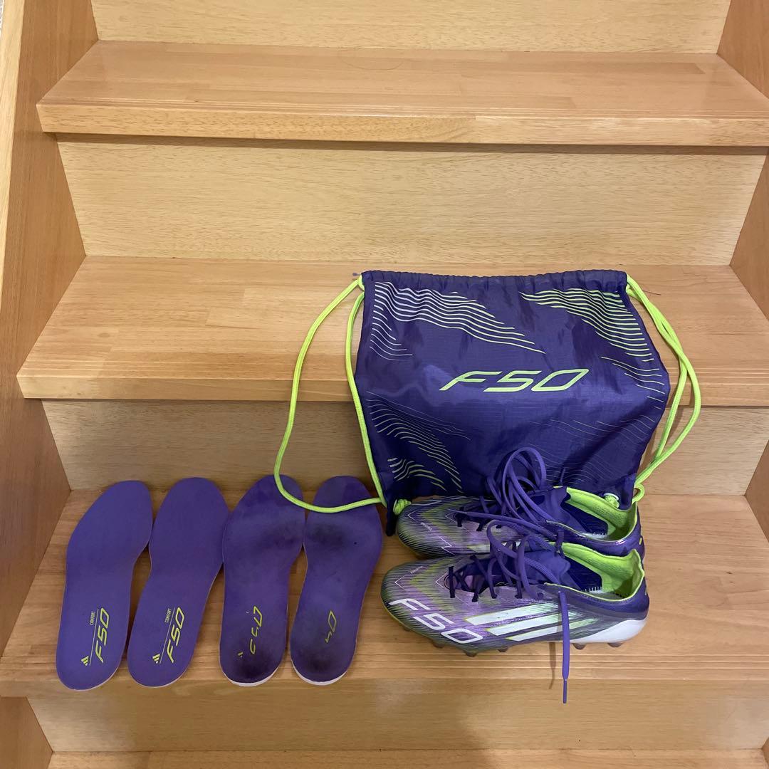 F50 サッカーシューズ 紫/緑 インソール付き　エリートHGAG