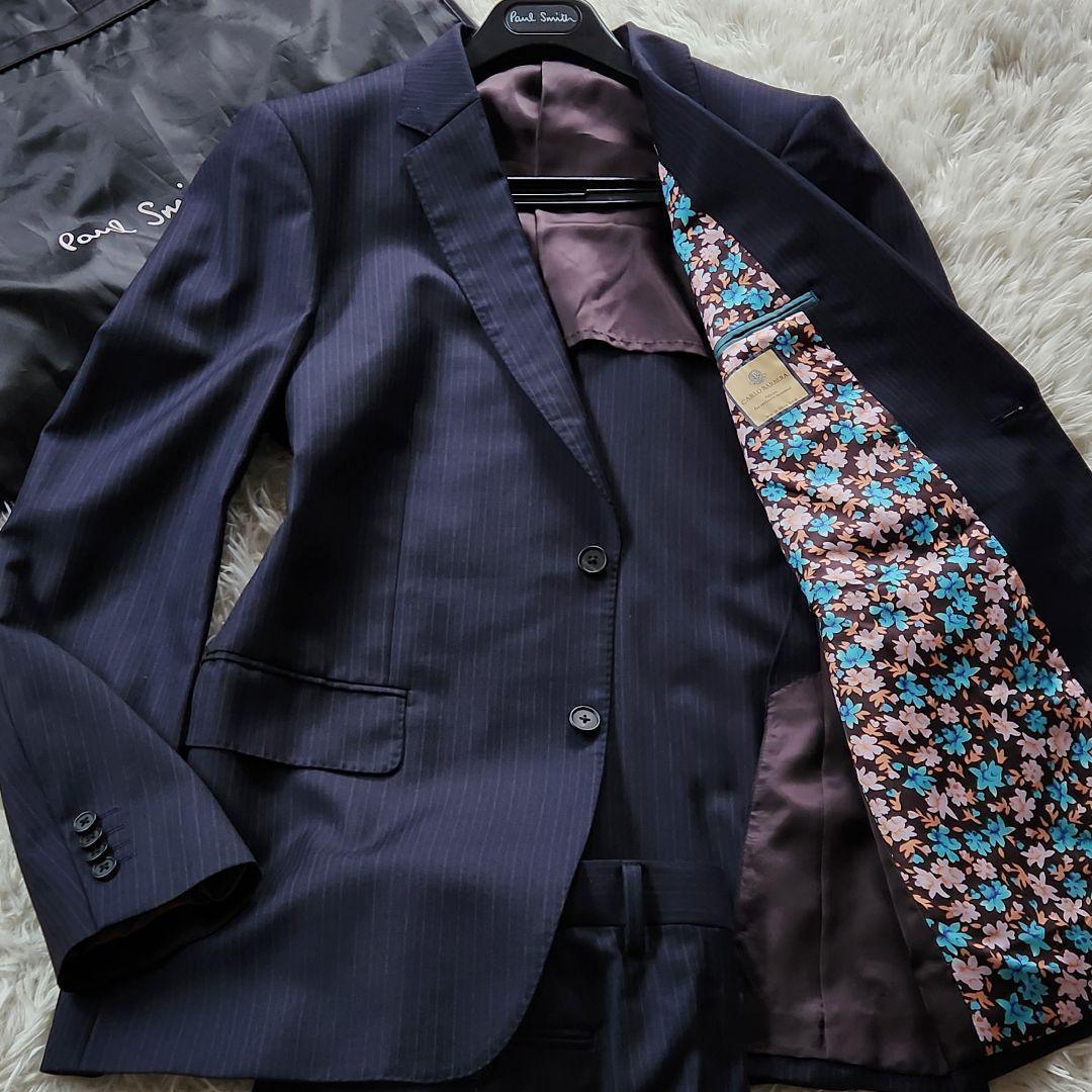 付属品完備✨XL ポールスミス 現行タグ スーツ バルベラ生地 シルク 花柄
