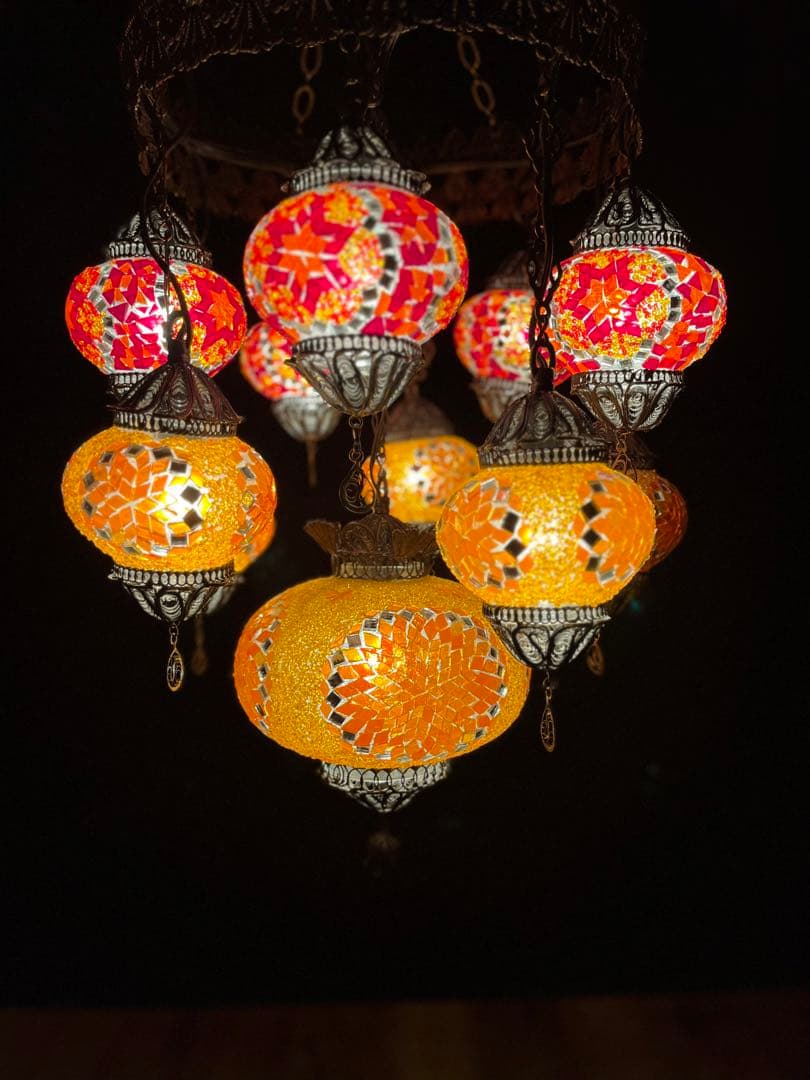 吊り下げ照明 シャンデリア ランプ ガラス アンティーク ランプ トルコランプ