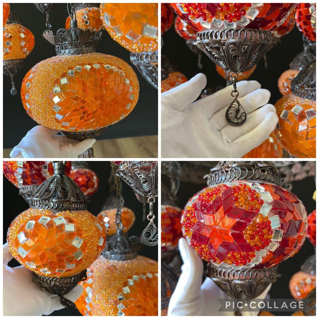 吊り下げ照明 シャンデリア ランプ ガラス アンティーク ランプ トルコランプ