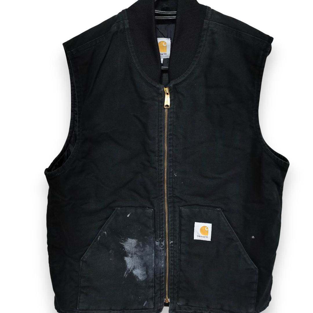 Carhartt WIP ダックベスト 黒 L ペンキ飛び ボロ グランジ