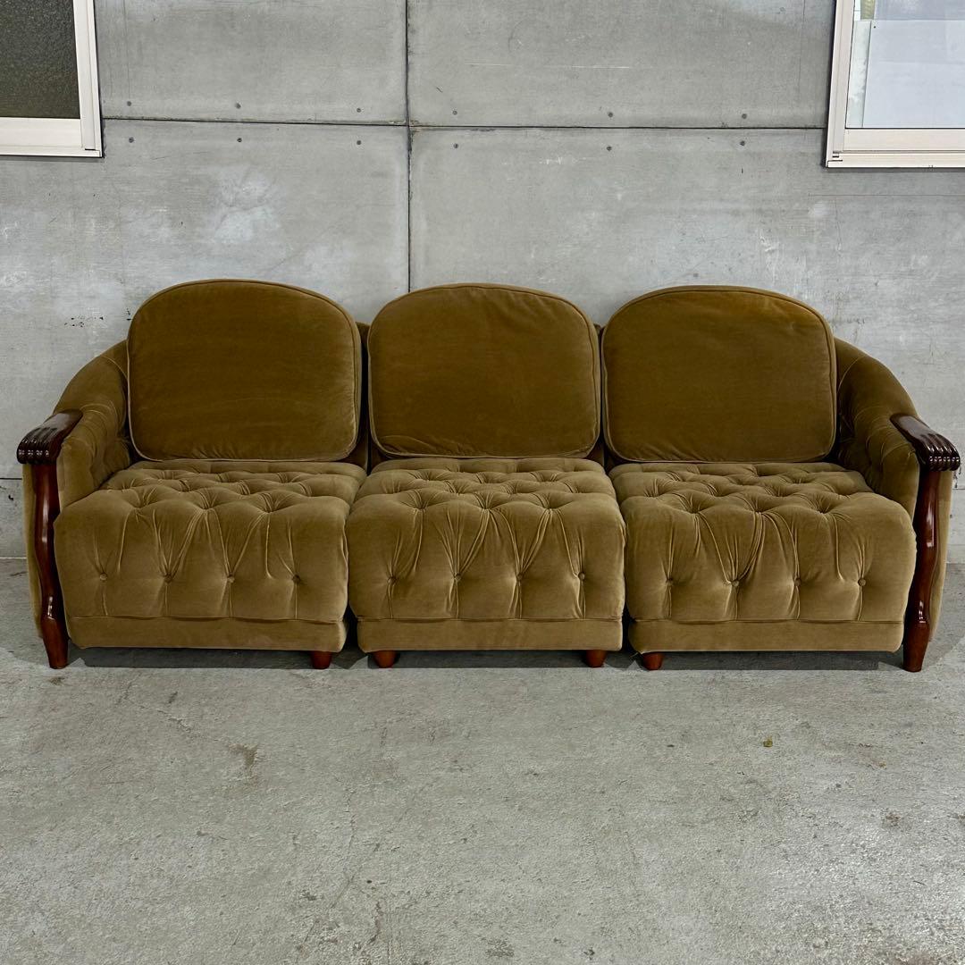 ✦70s✦マルニ木工  ソファ 3脚セット ベロア生地 その①