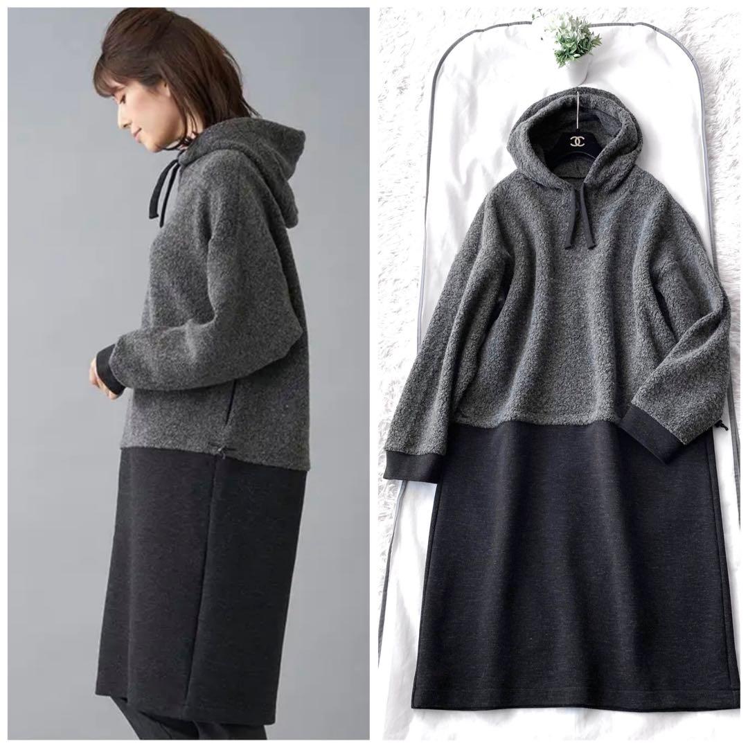 新品同様‼️ Leilian WHITE LABELフード付き ふんわりワンピース