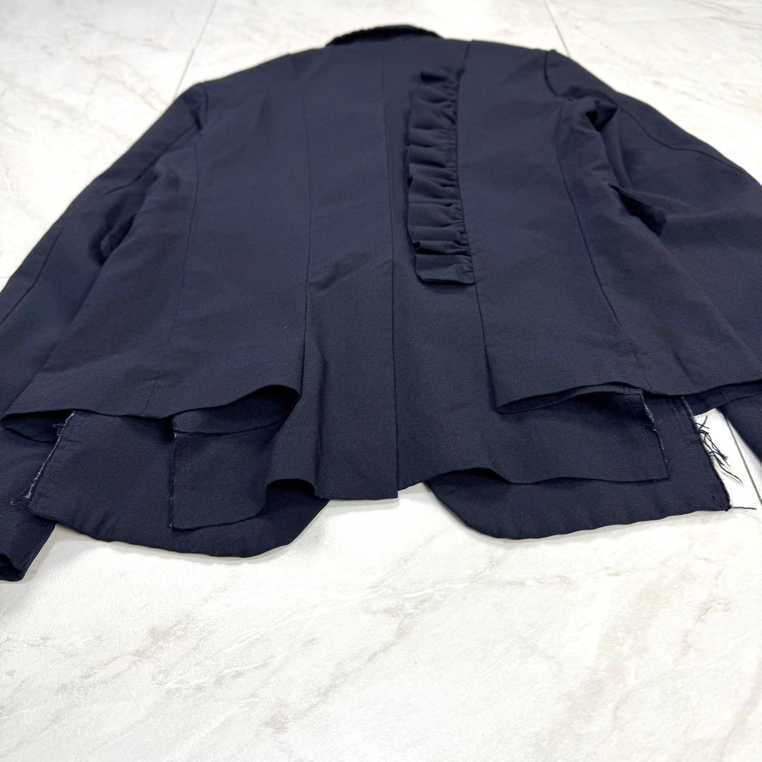 極美品 コムデギャルソン 変形 フリル テーラードジャケット S ダークネイビー