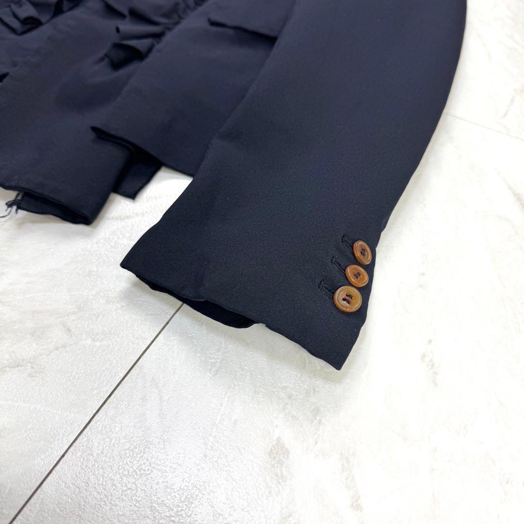 極美品 コムデギャルソン 変形 フリル テーラードジャケット S ダークネイビー