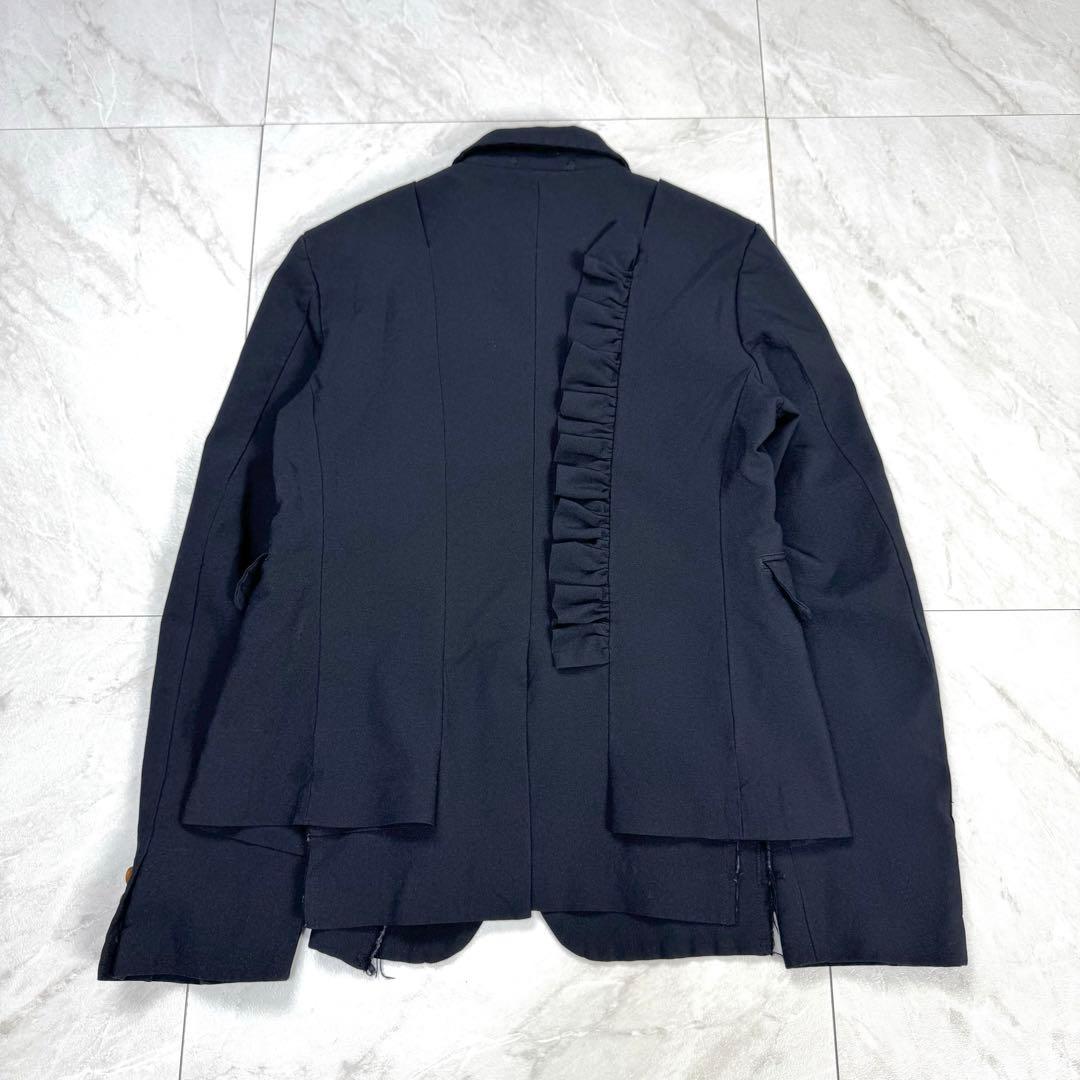 極美品 コムデギャルソン 変形 フリル テーラードジャケット S ダークネイビー
