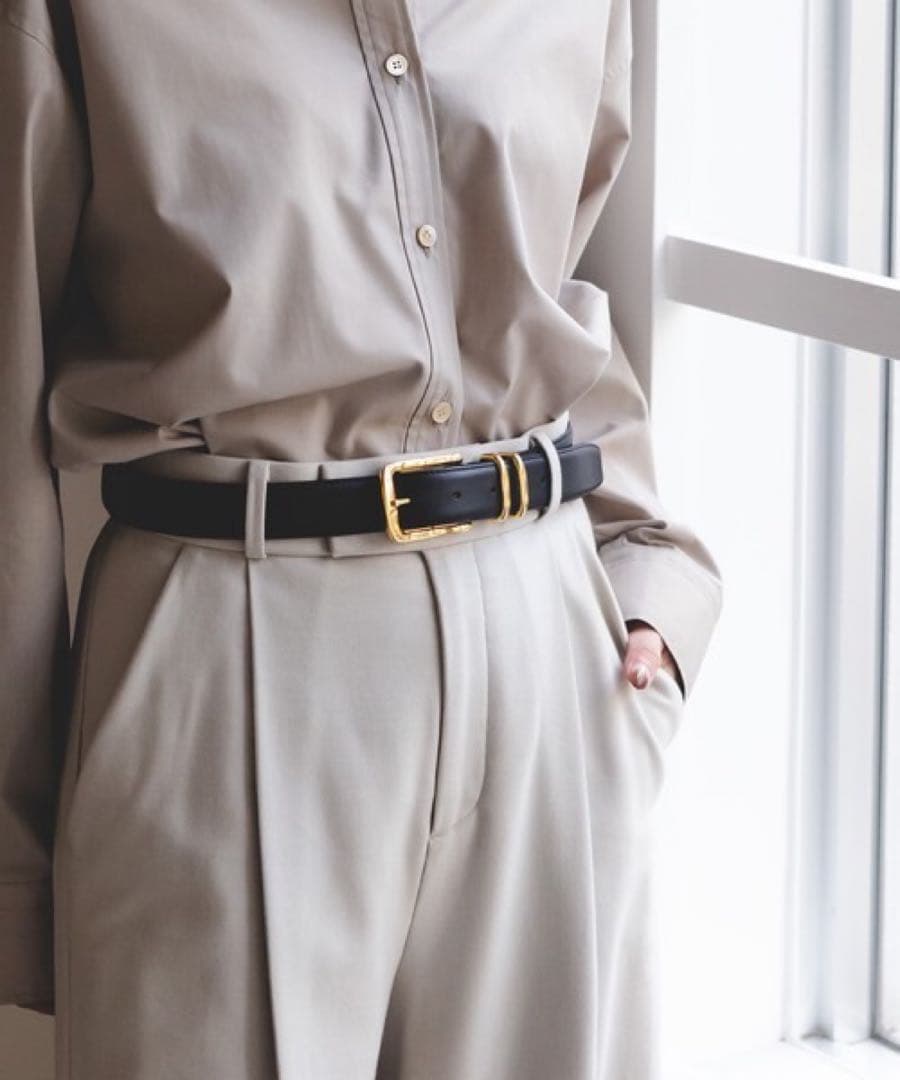 NOBLE アトリエ アンボワーズ レザーベルト ブラック×ゴールド ノーブル