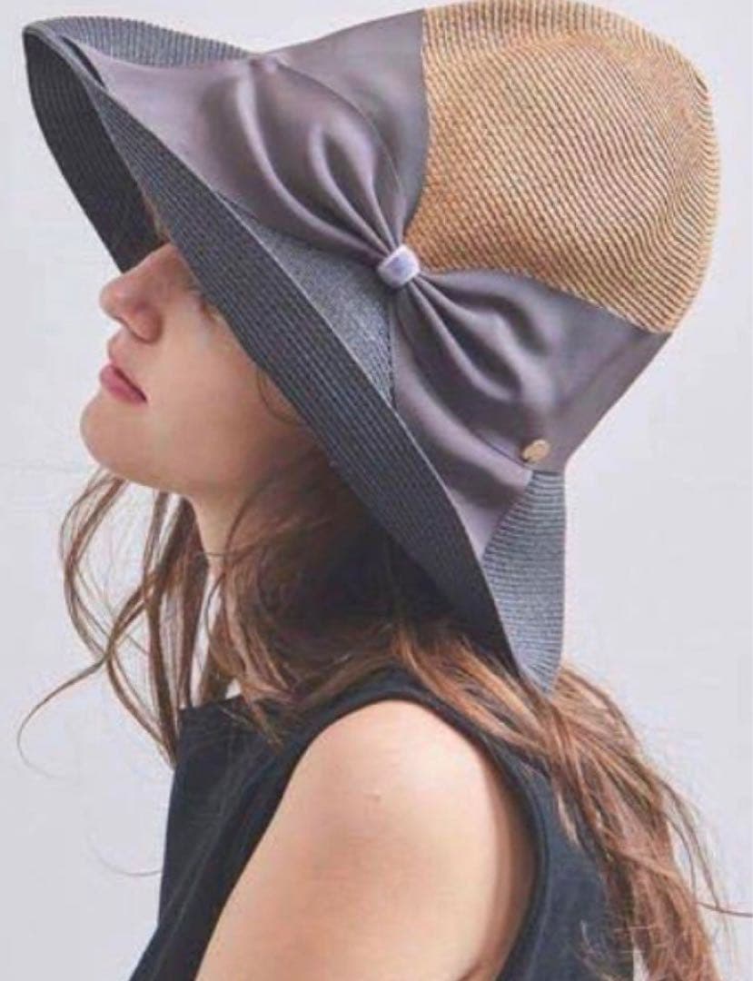 1回使用 美品アシーナ　ニューヨーク黒 2トーン リサコ　帽子