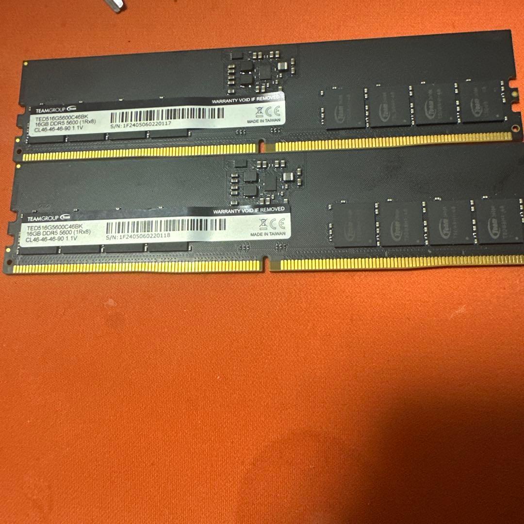 TEAM DDR5 32GB (2x16GB) 5600MHz 動作確認済み