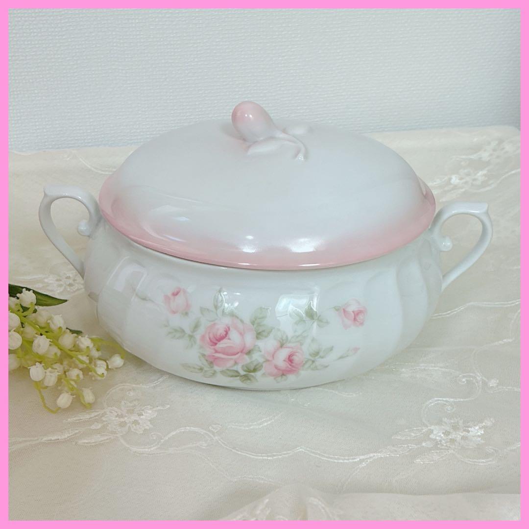 新品 スープチューリン キャサリン柄プランドパリ陶器キャセロール/イマン マニー