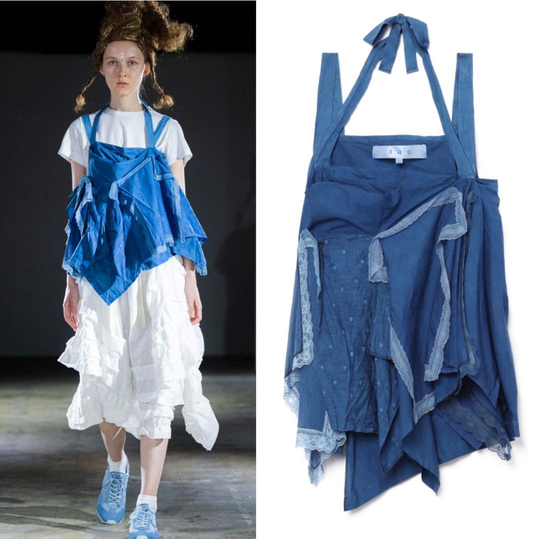 2024ss コムデギャルソン タオTAO 手染めインディゴ リボン装飾ベスト