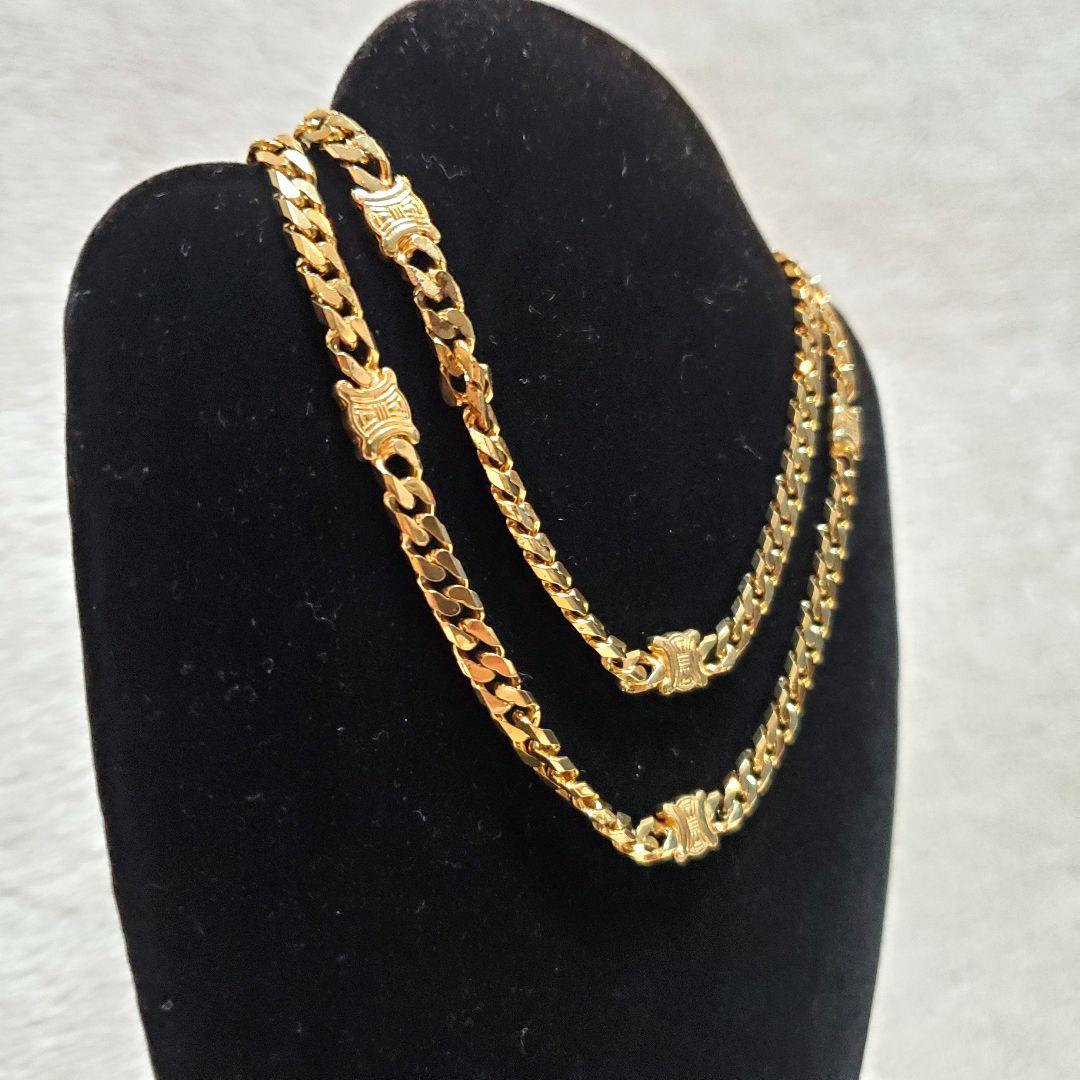 希少✨CELINE トリオンフ　ゴールド　ロング　ネックレス　喜平